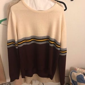 Maroon/burgundy and cream striped sweater sz m
